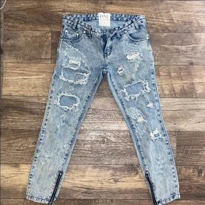 One Teaspoon Trashed Free Birds Low Rise Destroyed